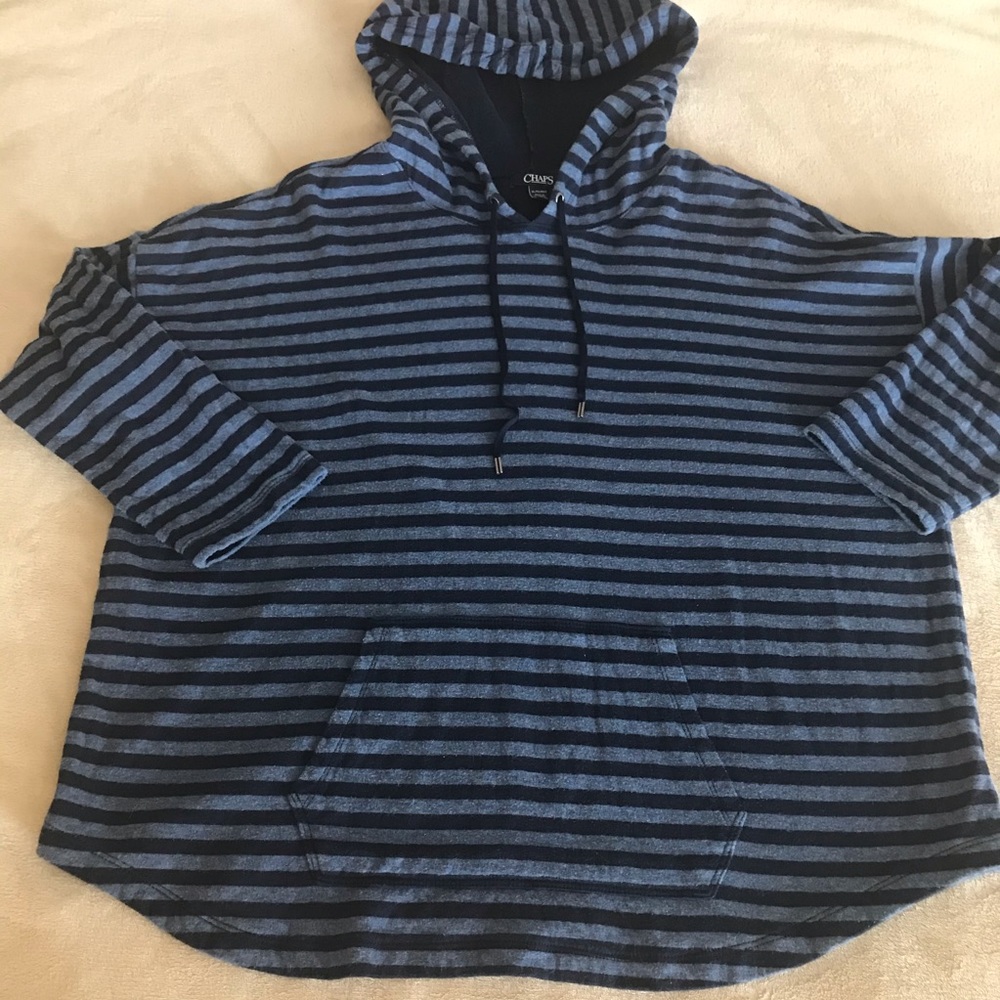 Chaps Hooded Striped Sweater - Size XL - Picture 5 of 10